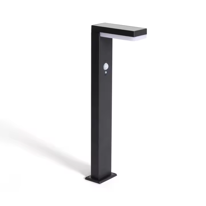 Ledkia Baliza de Pie Exterior Solar LED 2W 50cm Aluminio con Sensor de Movimiento Goran Negro - 1