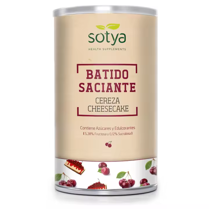 Sotya Batido Saciante Cereza Cheesecake 550 gr - Rico en proteínas, excelente como sustituto alimenticio, saciante, controla el peso y ayuda a quemar grasa, con café verde sin cafeína, adelgazante - 1