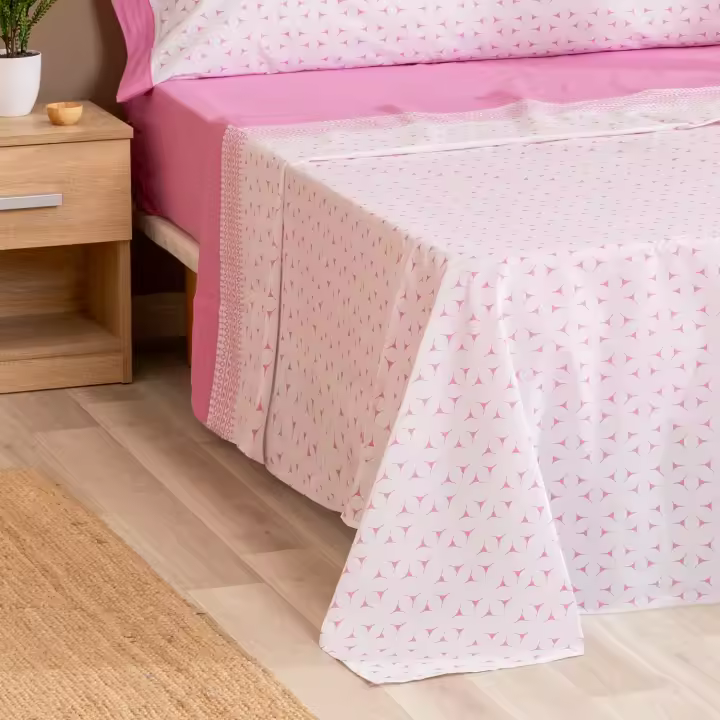 Juego de Sábanas Tela Bindu Rosa - 1