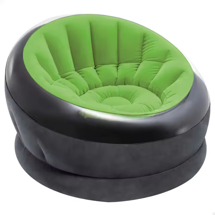 INTEX - Sillón hinchable Empire, Mide 112x109x69 cm, Verde lima, Para interior y exterior, Base reforzada, Fácil de hinchar, Máx. 100 kg, Flocado y PVC - 1