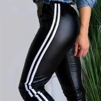 Pantalones De Cuero Sintético Para Mujeres Moda Casual Cintura Elástica Acolchados Cómodos Y Calurosos Pantalones De Pierna Estrecha De Longitud Media Para Otoño E Invierno - details 0