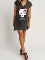 Vestido Ama de Aire Retro. Vestido de algodón con calavera frontal súper icónica de la marca. Estas prendas han sido tratadas una a una con un proceso de desteñido, presentan un aspecto irregular para darle un toque VINTAGE. - details 1