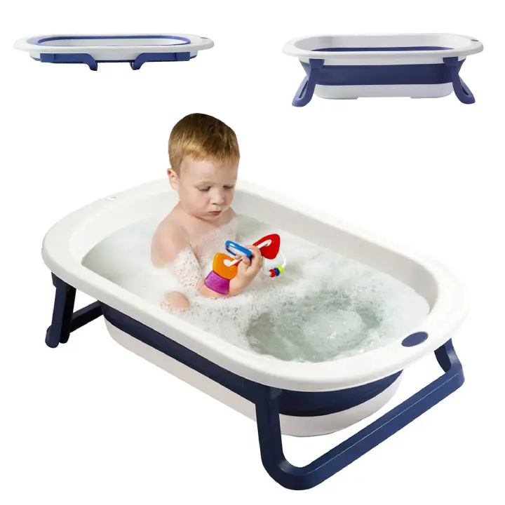 MANAWA TEA Bañera Plegable Con Patas Para Bebés Recién Nacidos - Color Azul y Roja - 1