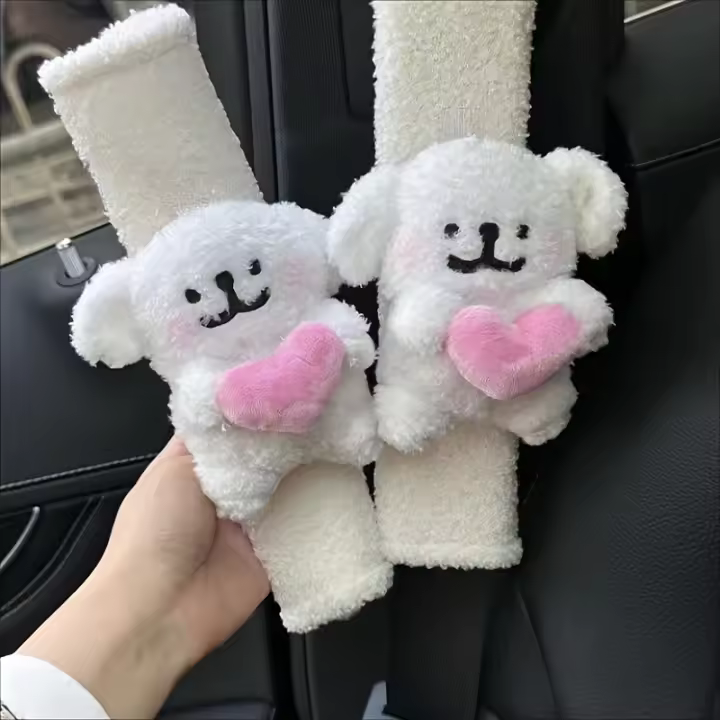 2PCS Protector De Cinturón De Seguridad Para Coche Con Diseño De Perro Encantador Cubierta Protectora Para Asiento Del Coche Suave Y Cómoda Accesorio Para Interior De Coche - 1