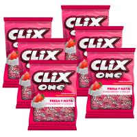 Pack 6 bolsas Clix One chicle con sabor a fresa-nata 50g - details 0