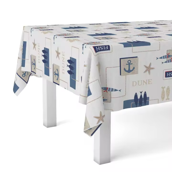 VALENTIA HOME Mantel Hule Mar | Estampado Antimanchas | Repelente de Agua | Protección Mesa | Comedor o Cocina | Varios Tamaños - 1