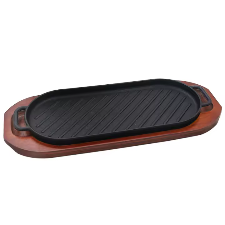 1 Parte inferior Pescado Fajita Carne Interior Parrilla de metal Parrilla de Madera Astilla de Madera prequemadas Manijas Servidor Palet Madera - 1