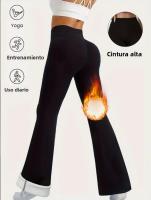 Leggings De Veludo Térmico Para Otoño E Invierno Con Cintura Alta Y Levantamiento De Caderas Pantalones De Yoga De Invierno Flared Y Anchos - details 5