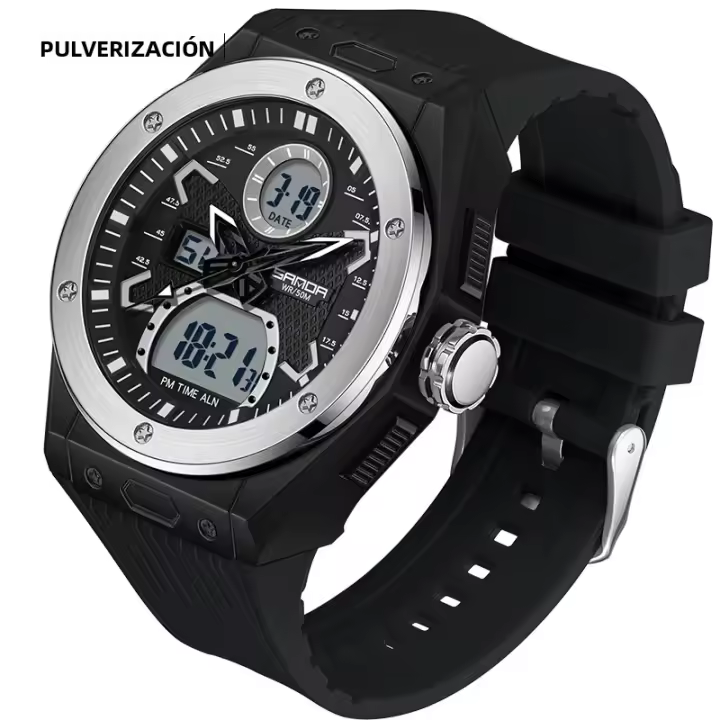 Reloj Deportivo De Lujo Para Hombre SANDA Dual-Display Quartz LED Digital Impermeable Cronógrafo Electrónico Con Pantalla LED Y Cuarzo - 1