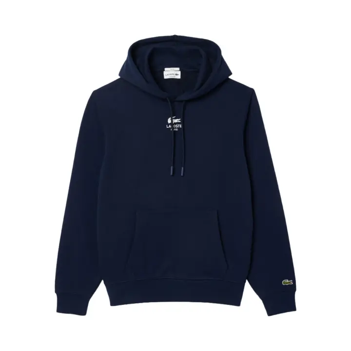 Sudadera Azul Con Capucha Lacoste Estampada Corte Clásico Original Y Moderno - 1