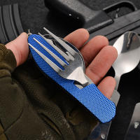 Cuchillo Vaso Y Cuchara De Acero Inoxidable 4 En 1 Para Exteriores Y Camping. Utensilios De Cocina Duros Y Duraderos Para Senderismo. Platos Plegables Desmontables - details 1