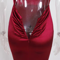 Vestido De Seda Elástico Con Cuello En V Y Espalda Descubierta Para Fiesta De Noche Boda Y Compromiso Vestido De Noche De Mujer Longitud Del Piso Estilo Mermaid Sin Mangas - details 14