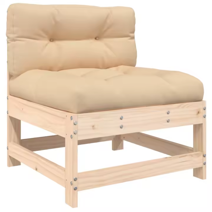 vidaXL Juego de sofás de jardín 3 pzas con cojines madera maciza - 1