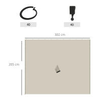 Outsunny 4 Paredes Laterales para Cenador 302x205 cm/352x205 cm Laterales para Gazebo Universal con 40 Ganchos y Anillos en C para Pérgola Carpa - details 2
