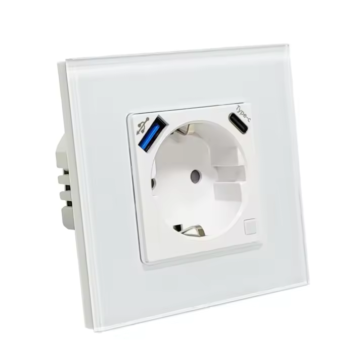 LED ATOMANT Enchufe de Pared Inteligente WiFi 16A, USB y USB-C, Carga Rápida, Medidor de Consumo Integrado, Base Schuko para Empotrar, Control desde APP Smart Life, Compatible con Alexa, Google Home y Asistentes de Voz - 1