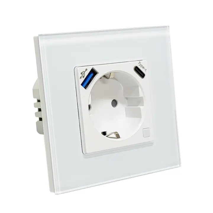 LED ATOMANT Enchufe de Pared Inteligente WiFi 16A, USB y USB-C, Carga Rápida, Medidor de Consumo Integrado, Base Schuko para Empotrar, Control desde APP Smart Life, Compatible con Alexa, Google Home y Asistentes de Voz - 1