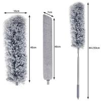 RUHHY Plumero para polvo telescópico con cabezales intercambiables, microfibra electrostática atrapa polvo, mango extensible para limpieza de techos, muebles y rincones, ideal para hogar y oficina, diseño flexible y lavable - details 3
