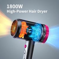 Secador de Pelo Iónico Profesional 1800W con Difusor y Boquilla, Secado Rápido de Alta Potencia, Control de Temperatura y Aire Frío, Secador para Mujeres y Hombres, Ideal para Hogar, Salón y Viajes - details 1