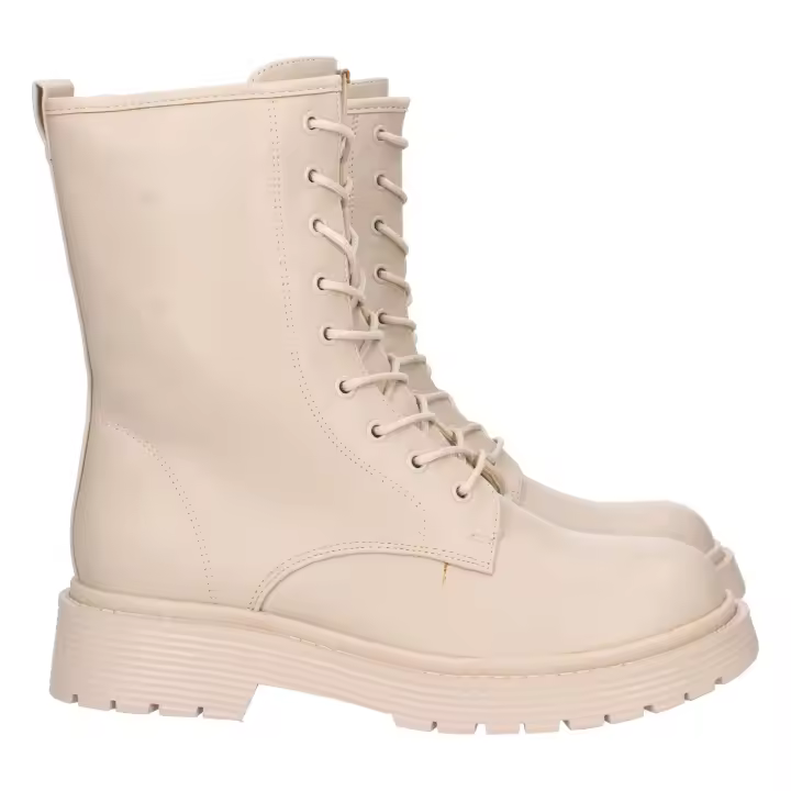 PuntoSalao Botas estilo militar cierre de lazos mujer color beige - 1