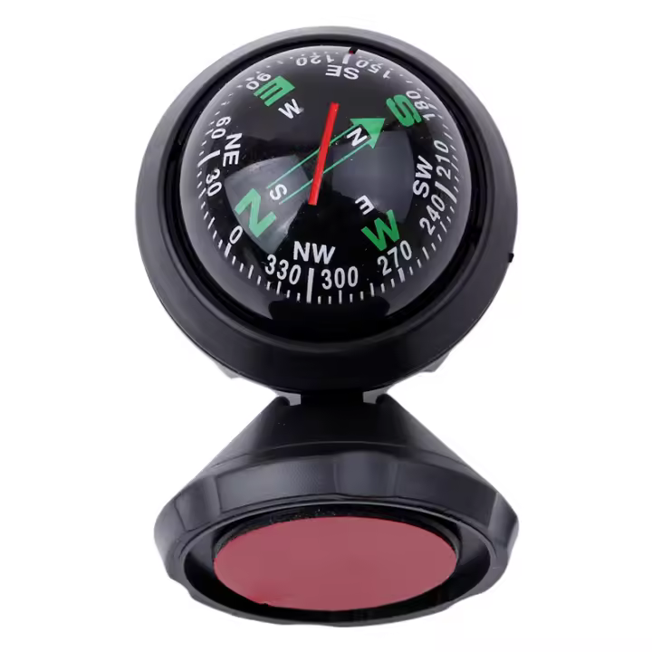 Bola De Navegación Para Coche Con Ventosa Y Rotación De 360 Grados Compás Impermeable De Alta Calidad Decorativo Para Vehículo Negro 1Pc - 1