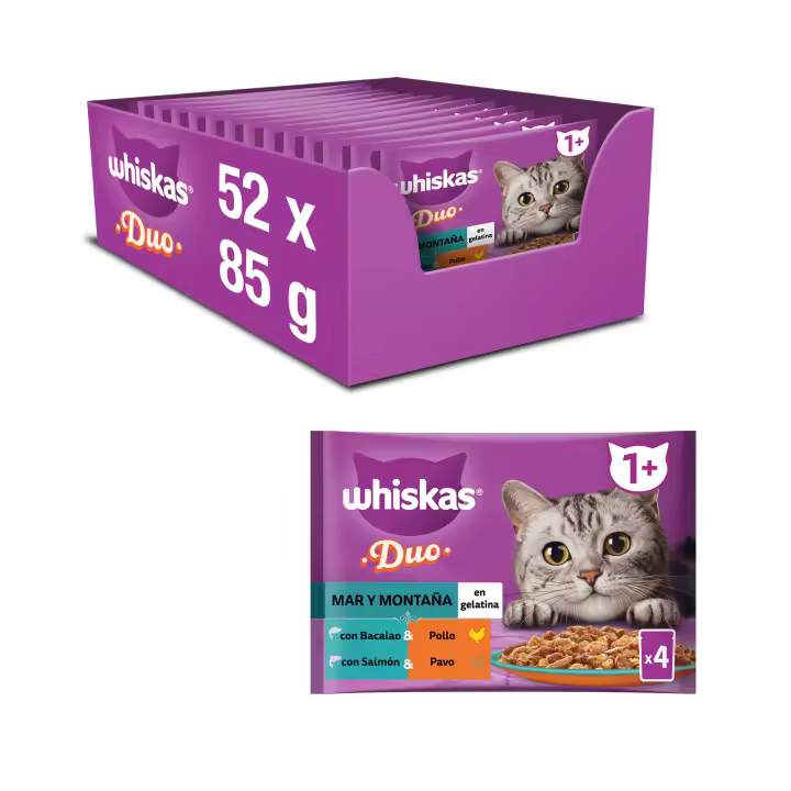 WHISKAS TASTY DUO PESCADO Y AVES, 52x85g - 1