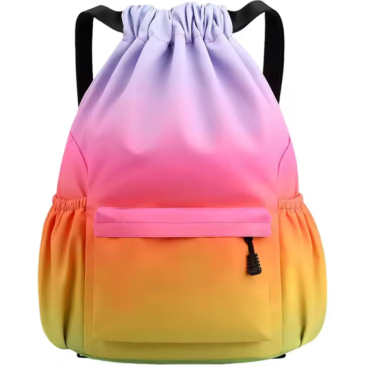 Bolsa de Gimnasio con Cordón, bolsas grandes con Cordón y bolsos de Malla para Agua, Bolsa de Nailon impermeable con Cordón, Bolsa de Gimnasio con Cordón y Cremallera exterior para - 1
