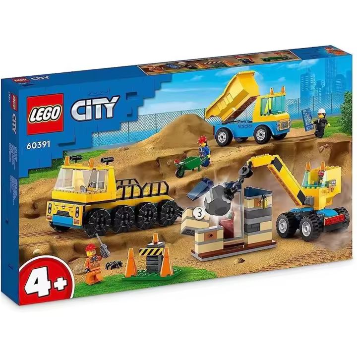 Lego City Camiones de Obra y Grua con Bola de Demolición 60391 - 1
