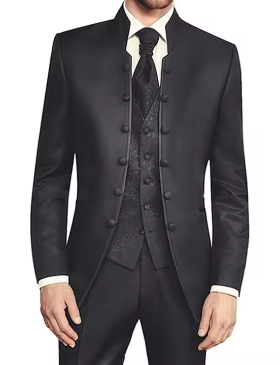 Traje De Boda Para Hombre Conjunto De Traje Conchilla + Pantalones + Chaleco Estilo Británico Personalizado Tuxedo Casual - 1