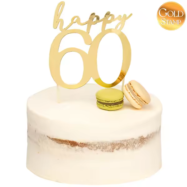 Cupcake Topper Happy 60 Oro 13x12 Cm - 1
