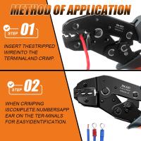 Kit De Herramientas Para Despegar Y Amolar Terminales De Cable Insulados AWG22-13/0.5-2.5mm² Herramienta De Crimpado Con Engrosamiento Ratcheting Para Electricidad - details 5