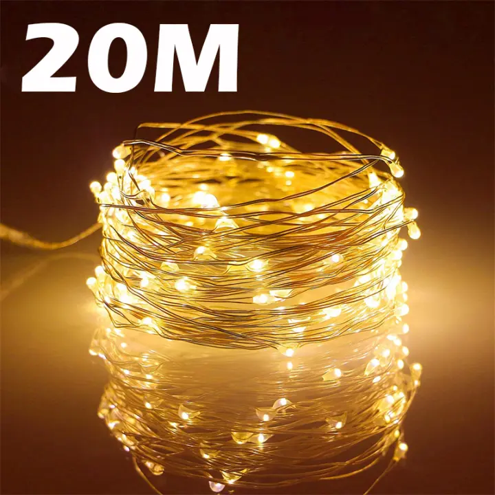 Luz De Hada LED USB Con Cable De Cobre 20M 200LED Para Decoración De Árbol De Navidad Boda Y Fiesta Lámpara De Garlanda Exterior - 1