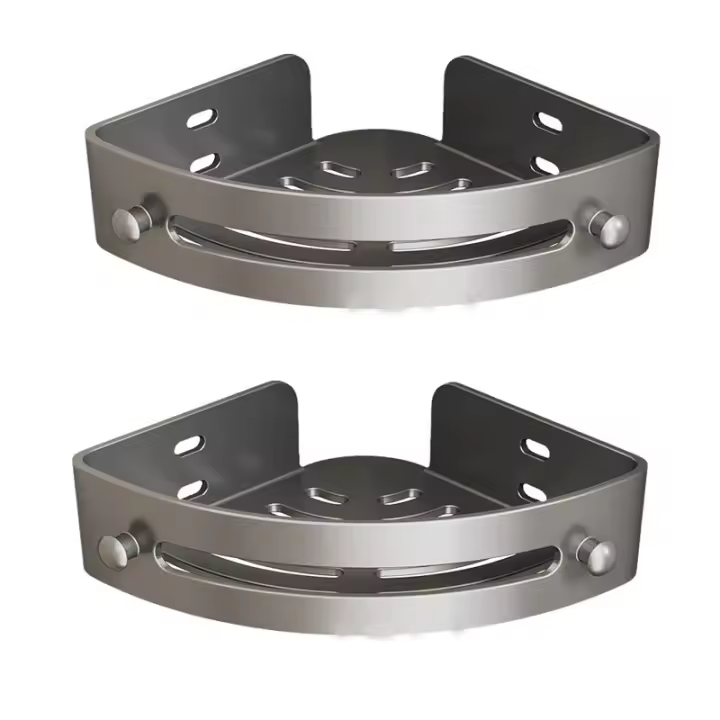 2pcs Estante De Ducha En Esquina Espacioso Almacenamiento Baño Soporte De Pared Montado Para Shampoo Gel De Ducha Accesorios De Baño Plástico - 1