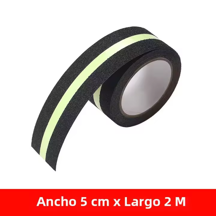 Cinta Antideslizante Luminosa De 5CM X 5/2M Con Rayas Verde Brillante Para Escaleras Y Pisos Interior Y Exterior Adhesiva Con Alta Fricción - 1