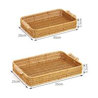 Plato De Alimentos De Rotura Tejido a Mano En Plástico Almacenamiento Redondo Para Frutas Verduras Pasteles Cesta De Paja Con Mango - details 7