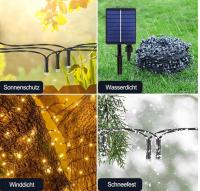 Guirnaldas Luces Exterior Solar 20M 200LEDs Cadena de Luz Solar con mando a distancia, 8 Modos, Temporizador, con Alimentación USB, Iluminación para Jardín Navidad Terraza Patio Fiestas, Blanco Cálido - details 3