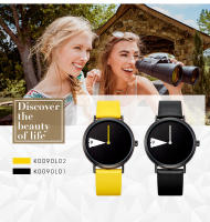 Reloj De Pulsera Creativo Para Mujeres Shengke Con Correa De Cuero Amarillo Resistente Al Agua Y Shock Resistente Estilo Casual - details 2