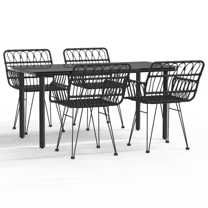 vidaXL Juego de comedor de jardín 5 piezas ratán sintético negro - 1