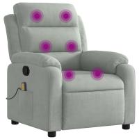 vidaXL Sillón de masaje reclinable de terciopelo Gris claro, Gris oscuro, Verde oscuro Sillon Dormitorio Sillon Comodos Silla Relax Sillón Sofá - details 2