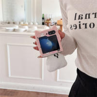 Funda De Teléfono Con Colgante Y Aros Para Samsung Galaxy Z Flip 6 5 4 3 ZFlip 6 Con Orejas De Gato Diseño De Luna Y Fantasma Blanco Y Rosa - details 7