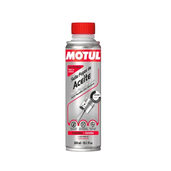 Motul Sella Fugas de Aceite 300ml - Detiene pérdida de aceite en motores 4T - Gasolina y Diesel - Para Coches y Motos - 1