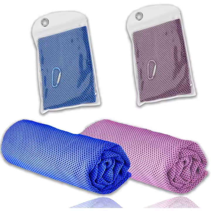 toallas refrescantes, paño de hielo para el cuello, toalla suave y transpirable para correr, yoga y climas cálidos (azul/rosa) - 1