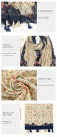 Bufanda Boho Para Mujer Floral Ligera Estilo Otoño Invierno Moda Con Borlas Bufanda De Poliéster Para Compras - details 5