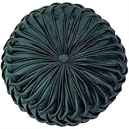 Cojines de terciopelo plisados redondos con diseño de calabaza para sofá, relleno de suelo, para el hogar, sofá, silla, cama, coche, decoración (verde oscuro) - 1