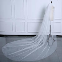 Velo De Novia Blanca Imitación De Oso Pardo 3 Metros Catedral Un Capa Largo Borde Corte Mujer Vestido De Novia 2024 - details 3