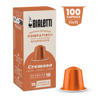 Bialetti Cápsulas de Café 100 caps - Compatibles con Nespresso® * (no vertuo) Mezcla Intenso y Cremoso  - Intensidad 11 o 9 - Café intenso y ricamente aromático/Aromas dulces y afrutados combinados con notas de biscuit - 10 cápsulas x 10 paquetes - details 1