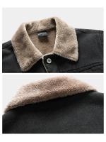 Chaqueta De Denim Para Hombre Con Forro De Poliéster Estilo Motociclista Slim Fit Casual Negro Azul Otoño Invierno - details 5