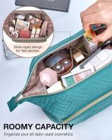 Bolsa de maquillaje de viaje, Bolsa de Cosméticos, Organizador de maquillaje, Bolsa Grande de Aperture Ancha para Mujer, Monedero para artículos de tocador, accesorios, pinceles, Azul - details 0