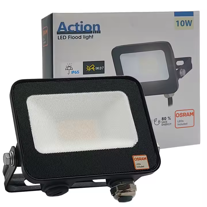 Foco Exterior LED Negro Slim, Osram chip, Reflector IP65, Proyector Led Ultrafino, Floodlight Lighting, Focos para jardín, terraza, garaje y patio, Luz Natural 4000K - 1