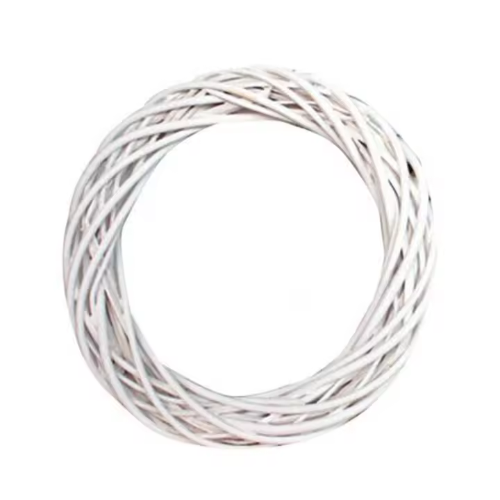 Guirnalda Blanca De Rotura En Diseño Redondo Adorno De Navidad De Paja Rattan Anillo De Vinas Decoración Para Casa Y Fiestas Artesanía De Flores Colgantes - 1