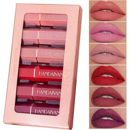 Juego Lápiz Labial de 6 Colores, Labial de larga duración, Set de pintalabios con maquillaje mate, duradero, impermeable, con revestimiento antiadherente, natural, suave, liso, hidratante. ✅ Entrega en 48-72h